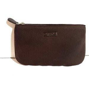 Coach vintage nlyon Dark Brown Wristlet clutch make up pouch bag with Logo